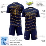 Maillot de football bleu marine personnalisé, lignes de sublimation jaune Maillot de football bleu marine personnalisé, lignes de sublimation jaune
