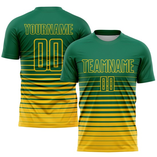 Maillot de football personnalisé à rayures fines, jaune, vert, à sublimation, délavé, Kelly Maillot de football personnalisé à rayures fines, jaune, vert, à sublimation, délavé, Kelly
