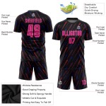 Maillot de football rose-orange noir, uniforme, sublimation personnalisée Maillot de football rose-orange noir, uniforme, sublimation personnalisée