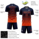 Maillot de football sublimé orange à rayures fines bleu marine Maillot de football sublimé orange à rayures fines bleu marine