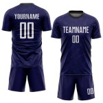 Maillot de football personnalisé violet, blanc foncé et noir, par sublimation Maillot de football personnalisé violet, blanc foncé et noir, par sublimation