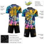 Maillot de football personnalisé par sublimation, teinture or-noir Maillot de football personnalisé par sublimation, teinture or-noir