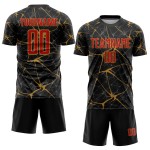 Maillot de football personnalisé rouge doré, ancien, noir, sublimation Maillot de football personnalisé rouge doré, ancien, noir, sublimation