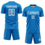 Maillot de football personnalisé à formes géométriques bleues et noires, uniforme de sublimation Maillot de football personnalisé à formes géométriques bleues et noires, uniforme de sublimation