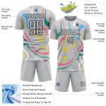 Maillot de football fluide personnalisé, uniforme, sublimation, formes, noir et gris Maillot de football fluide personnalisé, uniforme, sublimation, formes, noir et gris