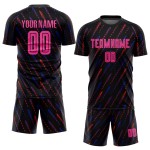 Maillot de football rose-orange noir, uniforme, sublimation personnalisée Maillot de football rose-orange noir, uniforme, sublimation personnalisée