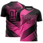 Maillot de football rose sublimé noir personnalisé Maillot de football rose sublimé noir personnalisé
