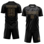 Maillot de football personnalisé noir, uniforme gris-or sublimé Maillot de football personnalisé noir, uniforme gris-or sublimé