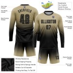 Maillot de football doré à manches longues, uniforme personnalisé, dégradé de couleur noire, sublimation Vegas Maillot de football doré à manches longues, uniforme personnalisé, dégradé de couleur noire, sublimation Vegas