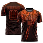 Maillot de football marron personnalisé, orange, sublimation Maillot de football marron personnalisé, orange, sublimation