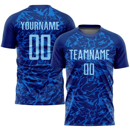Maillot de football bleu clair personnalisé par sublimation Maillot de football bleu clair personnalisé par sublimation