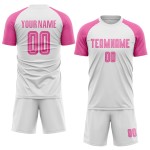 Maillot de football blanc rose personnalisé par sublimation Maillot de football blanc rose personnalisé par sublimation