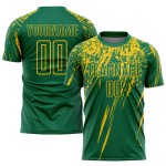 Maillot de football personnalisé vert Kelly jaune par sublimation Maillot de football personnalisé vert Kelly jaune par sublimation