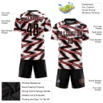 Maillot de football noir et rouge personnalisé, sublimation blanche Maillot de football noir et rouge personnalisé, sublimation blanche