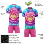 Maillot de football personnalisé à sublimation, teinture rose et blanche