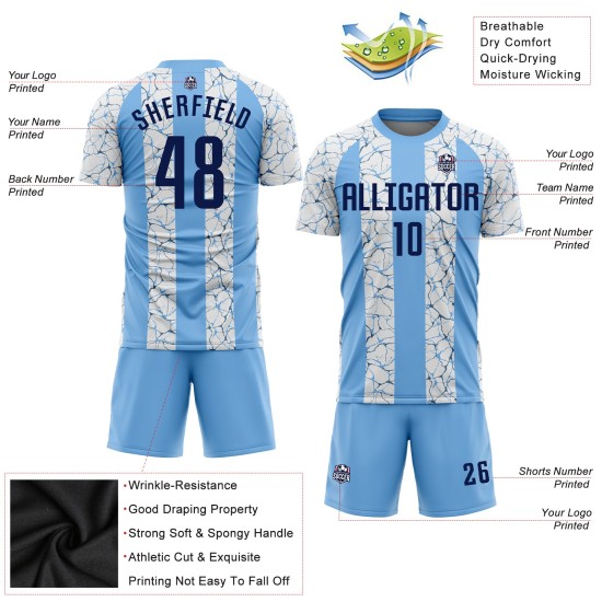 Maillot de football bleu marine, blanc et bleu, personnalisé, léger, sublimé Maillot de football bleu marine, blanc et bleu, personnalisé, léger, sublimé