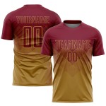 Maillot de football personnalisé doré, uniforme cramoisi, sublimation, ancien Maillot de football personnalisé doré, uniforme cramoisi, sublimation, ancien