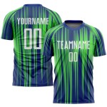 Maillot de football personnalisé par sublimation, blanc et vert royal fluo Maillot de football personnalisé par sublimation, blanc et vert royal fluo