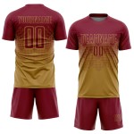 Maillot de football personnalisé doré, uniforme cramoisi, sublimation, ancien Maillot de football personnalisé doré, uniforme cramoisi, sublimation, ancien