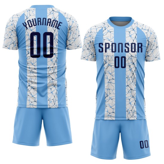 Maillot de football bleu marine, blanc et bleu, personnalisé, léger, sublimé Maillot de football bleu marine, blanc et bleu, personnalisé, léger, sublimé