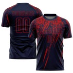 Maillot de football personnalisé uniforme rouge sublimation bleu marine Maillot de football personnalisé uniforme rouge sublimation bleu marine