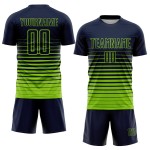 Maillot de football bleu marine à rayures fines, dégradé de mode néon, personnalisé, vert, sublimation Maillot de football bleu marine à rayures fines, dégradé de mode néon, personnalisé, vert, sublimation
