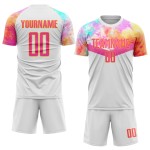 Maillot de football blanc sublimé rose-or personnalisé Maillot de football blanc sublimé rose-or personnalisé