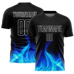 Maillot de football personnalisé à sublimation flamme noire, blanc Maillot de football personnalisé à sublimation flamme noire, blanc