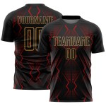 Maillot de football géométrique doré, sublimation, formes personnalisées, uniforme rouge-noir ancien Maillot de football géométrique doré, sublimation, formes personnalisées, uniforme rouge-noir ancien