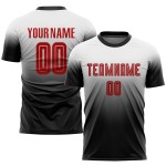 Maillot de football uniforme sublimé rouge-noir mode blanc fondu personnalisé