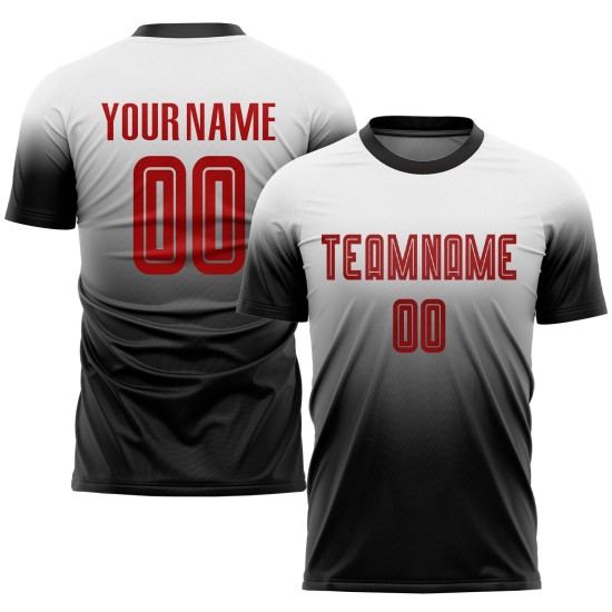 Maillot de football uniforme sublimé rouge-noir mode blanc fondu personnalisé