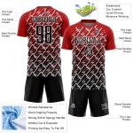 Maillot de football Lightning personnalisé noir-blanc-rouge par sublimation Maillot de football Lightning personnalisé noir-blanc-rouge par sublimation