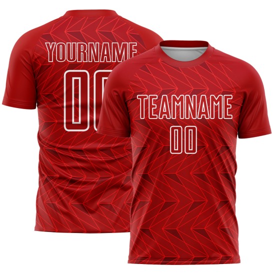 Maillot de football personnalisé à sublimation rouge et blanc Maillot de football personnalisé à sublimation rouge et blanc