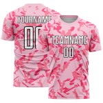 Maillot de football rose clair, noir et rose, motif géométrique abstrait, sublimation Maillot de football rose clair, noir et rose, motif géométrique abstrait, sublimation
