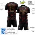 Maillot de football géométrique doré, sublimation, formes personnalisées, uniforme rouge-noir ancien Maillot de football géométrique doré, sublimation, formes personnalisées, uniforme rouge-noir ancien