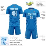 Maillot de football personnalisé à formes géométriques bleues et noires, uniforme de sublimation Maillot de football personnalisé à formes géométriques bleues et noires, uniforme de sublimation