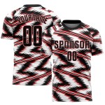 Maillot de football noir et rouge personnalisé, sublimation blanche Maillot de football noir et rouge personnalisé, sublimation blanche