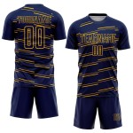 Maillot de football bleu marine personnalisé, lignes de sublimation jaune Maillot de football bleu marine personnalisé, lignes de sublimation jaune