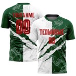 Maillot de football personnalisé à motif graffiti rouge-vert, sublimation à gratter Maillot de football personnalisé à motif graffiti rouge-vert, sublimation à gratter