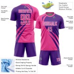 Maillot de football personnalisé Lines violet-blanc Curve, rose, sublimation