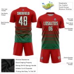 Maillot de football à rayures fines, personnalisé, rouge, blanc et vert Kelly, à la mode, par sublimation Maillot de football à rayures fines, personnalisé, rouge, blanc et vert Kelly, à la mode, par sublimation