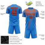 Maillot de football personnalisé par sublimation orange-bleu marine, uniforme de football bleu poudre Maillot de football personnalisé par sublimation orange-bleu marine, uniforme de football bleu poudre