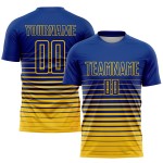 Maillot de football à rayures royales jaunes, uniforme de football à sublimation, personnalisé et à la mode Maillot de football à rayures royales jaunes, uniforme de football à sublimation, personnalisé et à la mode