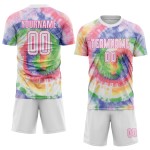 Maillot de football personnalisé par sublimation, cravate blanche et rose Maillot de football personnalisé par sublimation, cravate blanche et rose