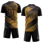 Maillot de football noir personnalisé à sublimation dorée Maillot de football noir personnalisé à sublimation dorée