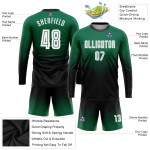 Maillot de football Kelly, manches longues, dégradé, mode, sublimation, vert, blanc et noir, uniforme personnalisé Maillot de football Kelly, manches longues, dégradé, mode, sublimation, vert, blanc et noir, uniforme personnalisé