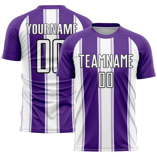 Maillot de football personnalisé à sublimation blanc-noir violet Maillot de football personnalisé à sublimation blanc-noir violet