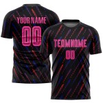Maillot de football rose-orange noir, uniforme, sublimation personnalisée Maillot de football rose-orange noir, uniforme, sublimation personnalisée
