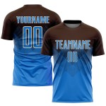 Maillot de football marron uniforme Powder, sublimation personnalisée bleu-crème Maillot de football marron uniforme Powder, sublimation personnalisée bleu-crème
