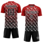 Maillot de football Lightning personnalisé noir-blanc-rouge par sublimation Maillot de football Lightning personnalisé noir-blanc-rouge par sublimation